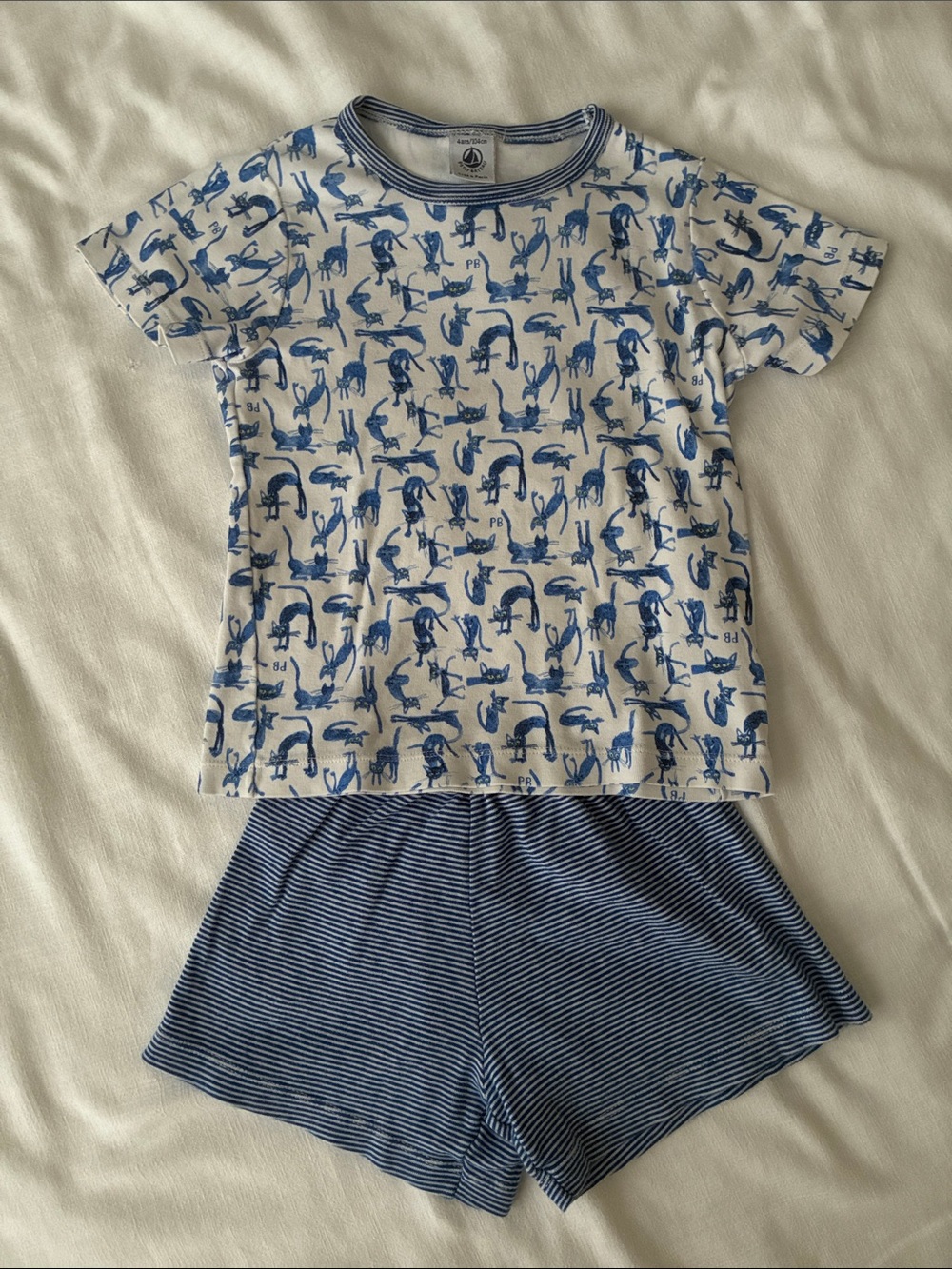 Petit Bateau Girls Cat Print Pajamas PJs 4T